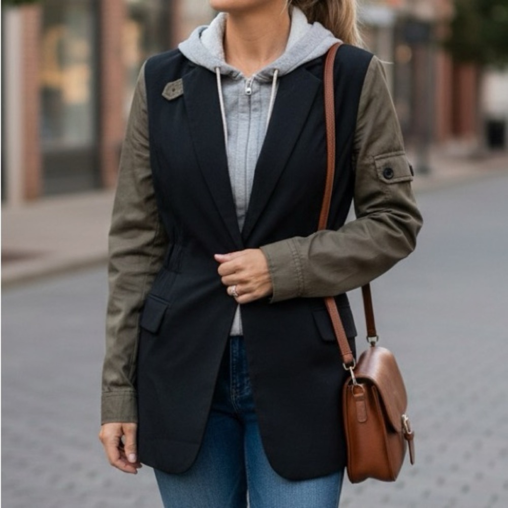 Vici Black and Olive Blazer Jacket